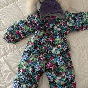 Floral Kids Puffer Jacket with Hood